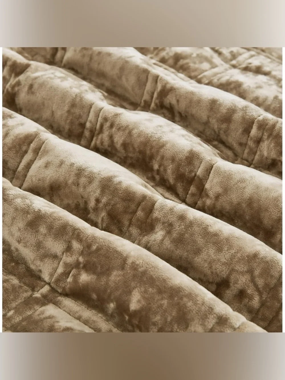 Luxury Velvet cal king 3 piece Quilted Comforter Set in Taupe